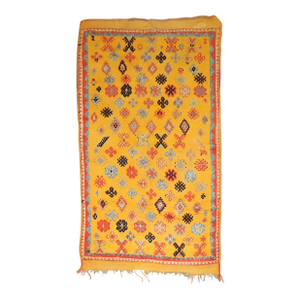 Yellow Vintage Moroccan Rug, 4'10'' X 8'