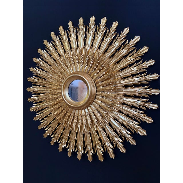 20th Century Sunburst Carved Golden Mirror For Sale - Image 4 of 13
