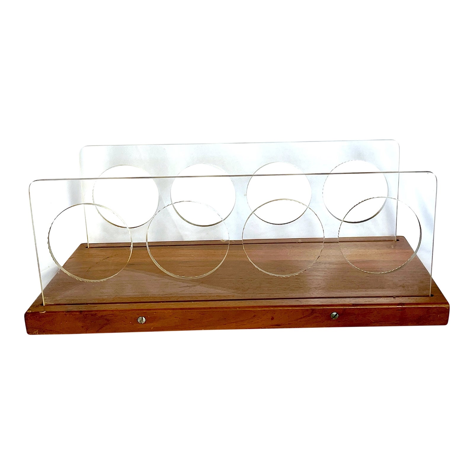 Mid-Century Modern Lucite & Solid Walnut Wine Bottle Rack After Charles ...