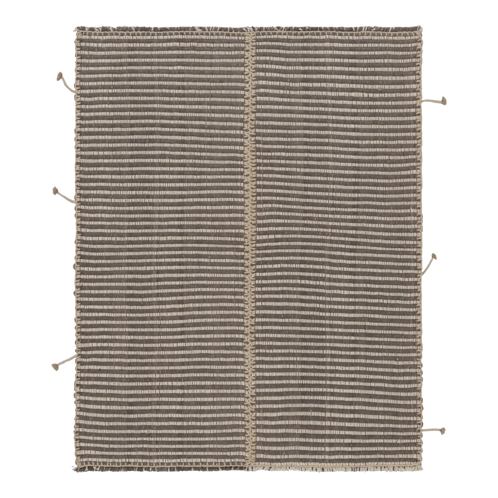 Rug & Kilim’s Accent Kilim, Square Rug in Textural White and Gray ...