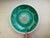 Vintage large 11.5" diameter Danish pottery bowl attributed to Haunsø Keramik, featuring a rich emerald-green distresses...
