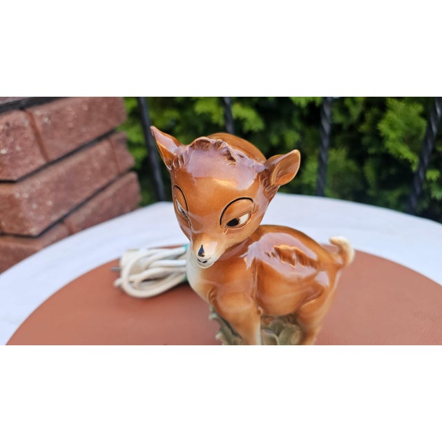 Porcelain Bambi Fawn Table Lamp from Goebel, 1950s For Sale - Image 3 of 9