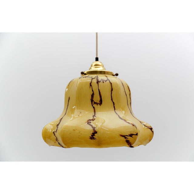 1960s Art Deco Pendant Lamp in Marbled Glass, Germany, 1940s For Sale - Image 5 of 11