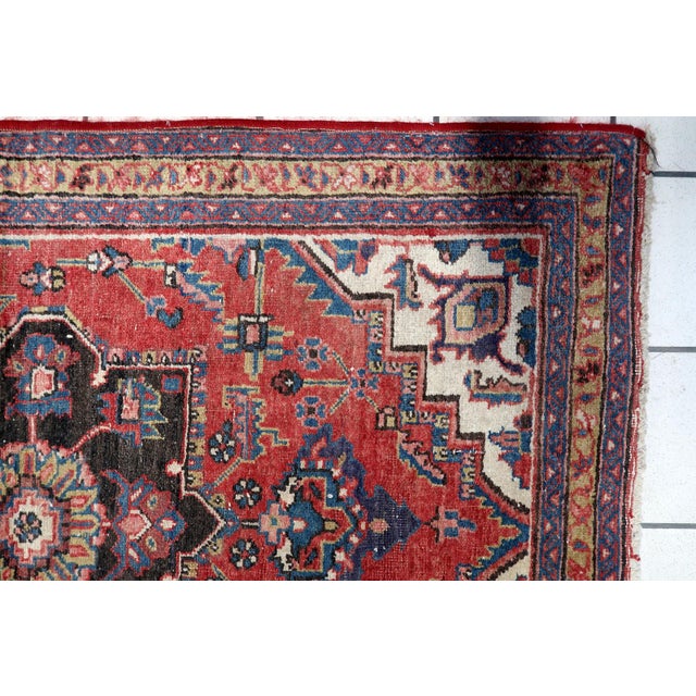 1920s, Antique Persian Heriz Rug Wool Handmade 3' X 4.4' For Sale In New York - Image 6 of 10