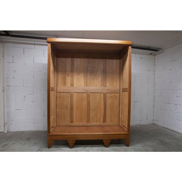 Art Deco Wardrobe in Carved Oak, 1930s For Sale - Image 13 of 18