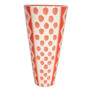 Madoda Fani – South African Orange & Cream Art Pottery Vase, 2003, 15" For Sale