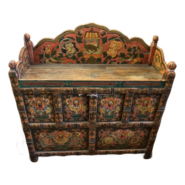 Mid 19th Century Tibetan Painted Shrine For Sale