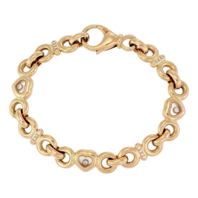 Chopard Happy Diamond 18k Yellow Gold Hearts Ring Link Bracelet For Sale