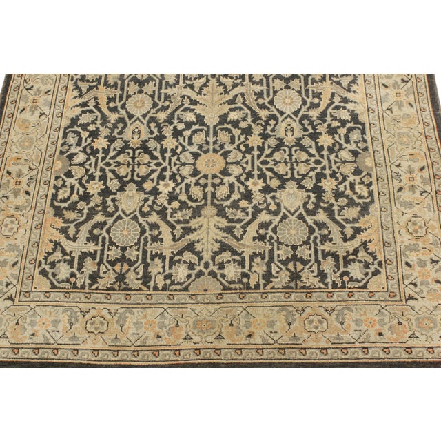 1990s Boho Chic Charcoal/Beige Wool Rug - 4'2'' X 5'10'' For Sale - Image 5 of 10