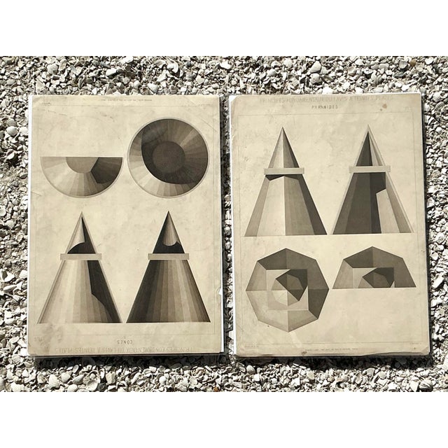 Vintage Boho Geometric Sphere Engravings - Set of 2 For Sale - Image 10 of 12