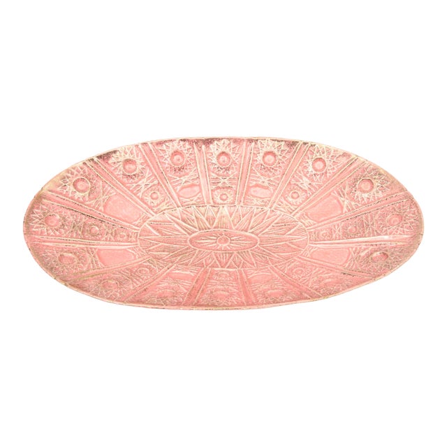 Vintage Ceramic Bowl in PInk With Gold, 1960's For Sale