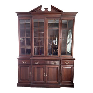 Chippendale China Cabinet Hutch Solid Mahogany For Sale