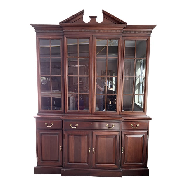 Chippendale China Cabinet Hutch Solid Mahogany For Sale