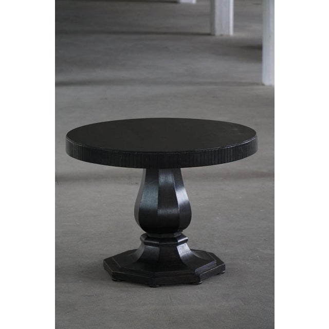 Vintage Danish Round Art Deco Console Table in Ebonized Oak, 1930s For Sale - Image 4 of 18