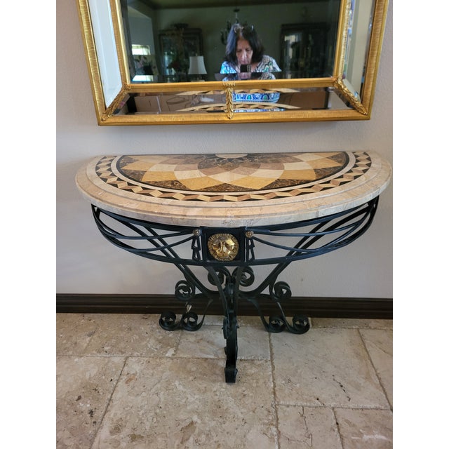 1990s Maitland‑Smith Demi‑lune Console Table For Sale - Image 5 of 12