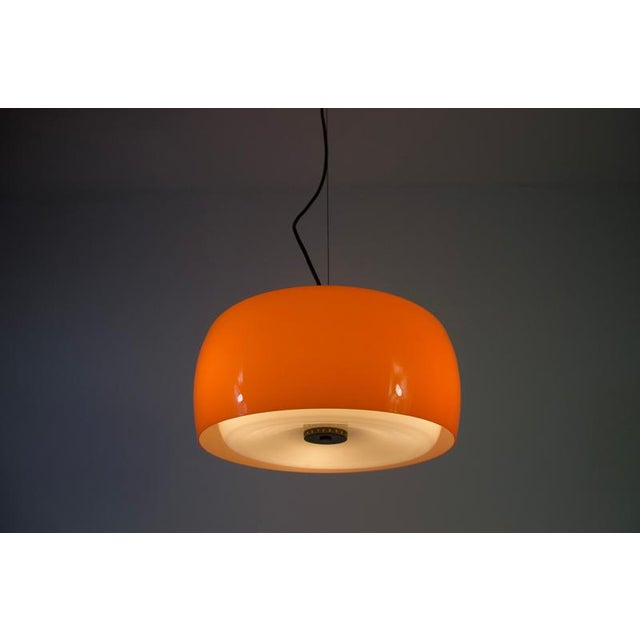 Mid-Century Orange Glass Ceiling Lamp attributed to Stilnovo, Italy, 1960s For Sale - Image 15 of 17