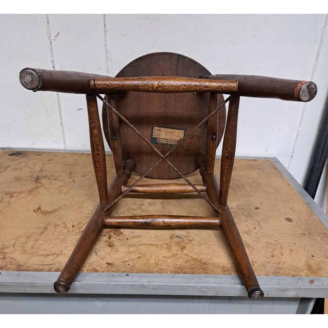 Antique Heywood Wakefield Wooden Stool For Sale - Image 10 of 13
