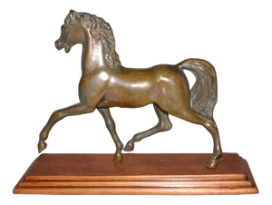 Bronze Horse with Wooden Base