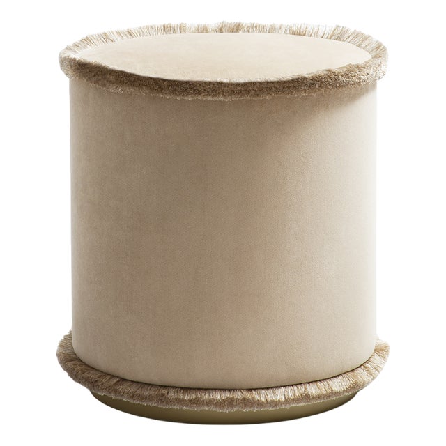 IL Pouf Tone On Tone Beige by Lo Decor For Sale
