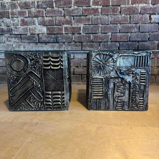 Adrian Pearsall Brutalist "Sculptura" Cube Tables For Sale In Cleveland - Image 6 of 11