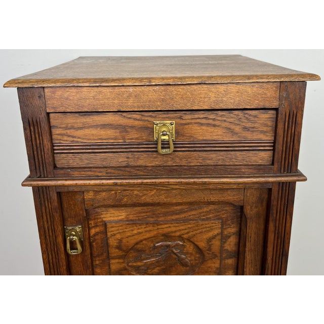 Antique French Oak Carved Nightstand For Sale - Image 5 of 15