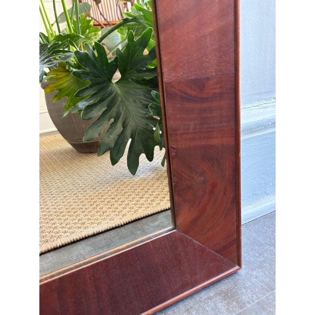 Early 20th Century Antique Handmade Mirror With Flame Mahogany Veneer For Sale - Image 5 of 7