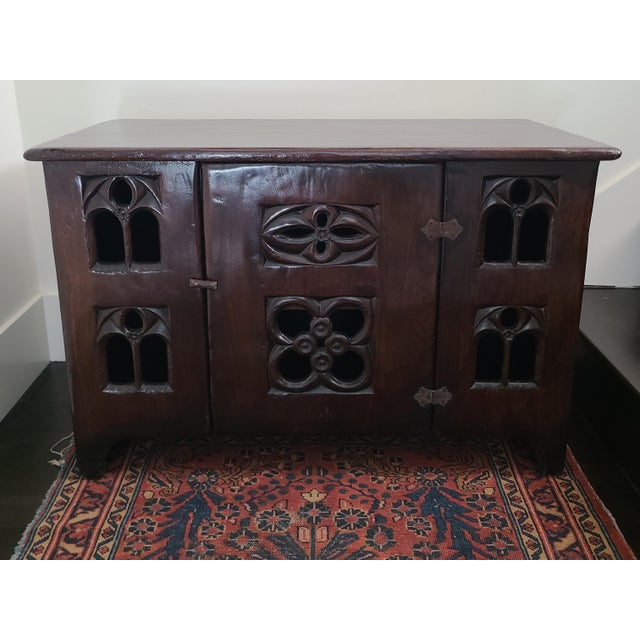 Vintage English Gothic Aumbry Cupboard For Sale - Image 11 of 17