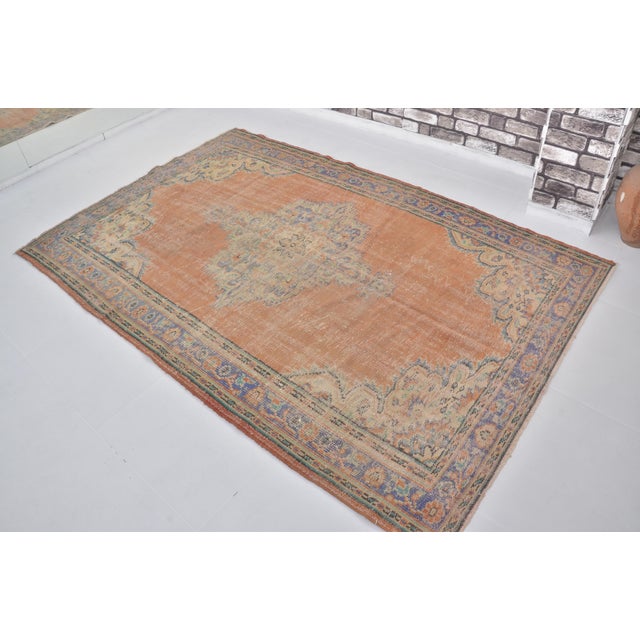 1950s 1950s Decorative Floral Oushak Wool Carpet For Sale - Image 5 of 10