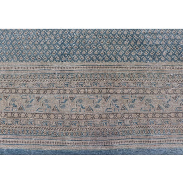 Antique Persian Tabriz Rug With Soft Light Blue Field and Fine Allover Design For Sale - Image 9 of 15