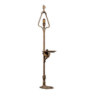 Antique Brass Lamp With Ashtray Stand For Sale