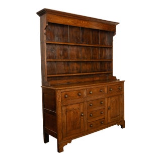 Antique 18th Century Georgian Oak Inlaid Welsh Dresser Plate Rack Sideboard 1780 For Sale