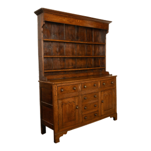 Antique 18th Century Georgian Oak Inlaid Welsh Dresser Plate Rack Sideboard 1780