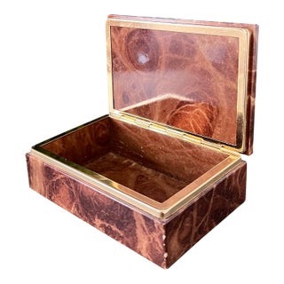 Vintage Red Alabaster & Brass Mounted Jewelry Box For Sale