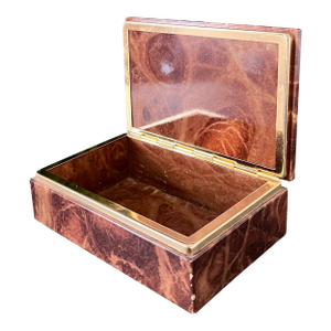 Vintage Red Alabaster & Brass Mounted Jewelry Box