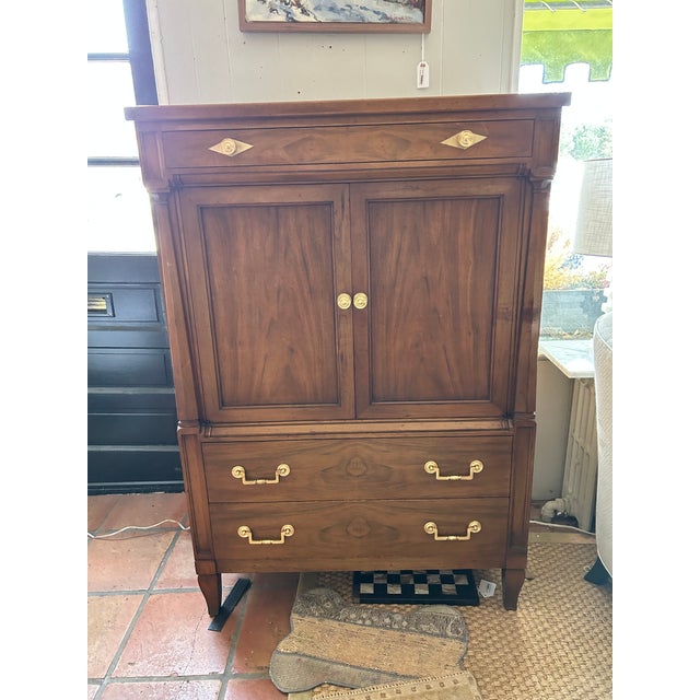 Wood Vintage John Widdicomb Tall Wardrobe Dresser For Sale - Image 7 of 10