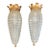 1950s Pair of Hollywood Regency Gilt Metal & Prismatic Glass Pendant Light Pinneapple Form For Sale