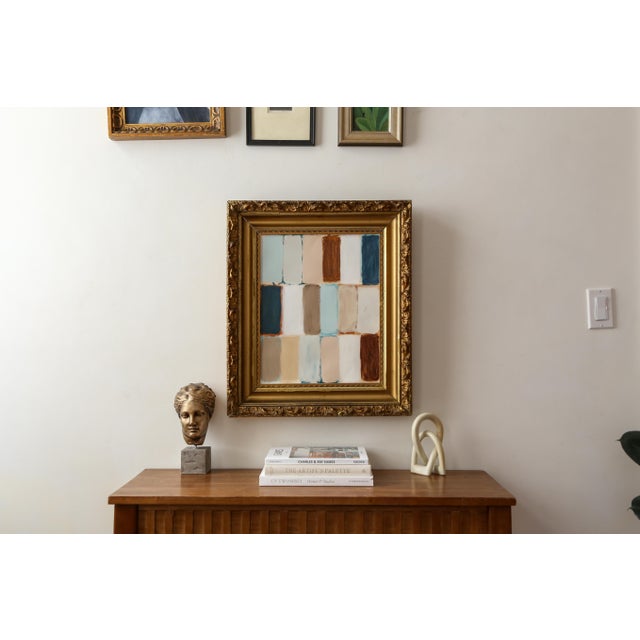 Large Original Framed Abstract Painting in Antique Gold Gilt Frame For Sale - Image 13 of 14