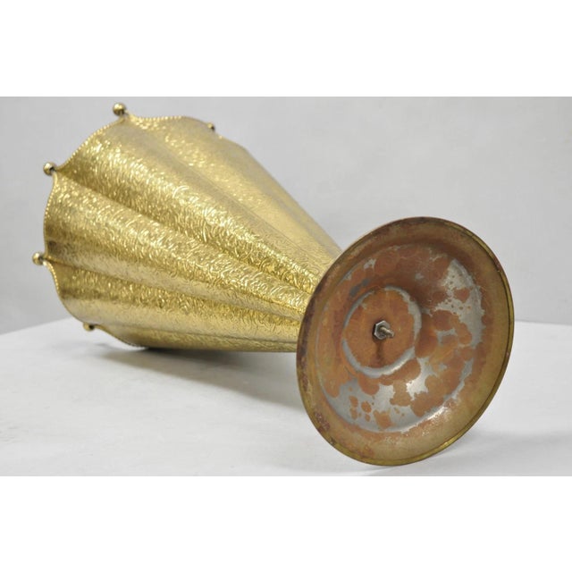 Vintage Art Deco Embossed Brass Figural Umbrella Form Umbrella Stand Holder For Sale - Image 13 of 13