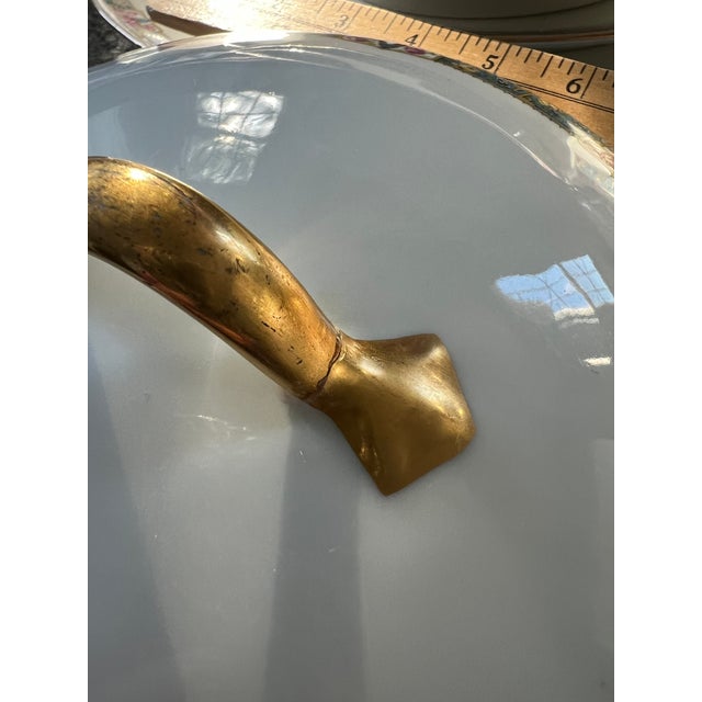 Metal 1920s Limoges France Mf Roses, Blue, Gold Rim Dinner Set & Serving Pieces- 53 Pieces For Sale - Image 7 of 11