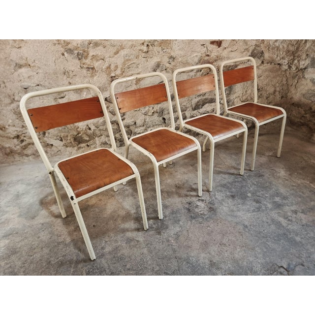 Industrial Vintage French Stackable School Chairs in Beech Plywood, 1970s, Set of 9 For Sale - Image 3 of 17