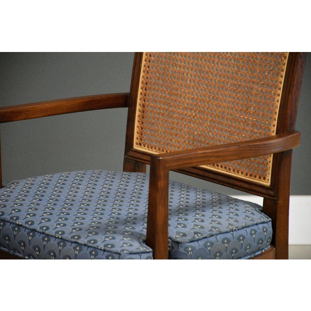 Blue Mahogany and Cane Dining Chairs - Set of 6 For Sale - Image 8 of 9