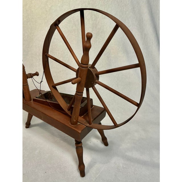 Wood Vintage Decorative Tabletop Wooden Spinning Wheel Planter For Sale - Image 7 of 12