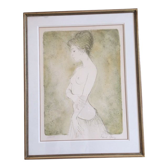 Lithograph, Naked Lady with Skirt, Bernard Chang, 1970s For Sale