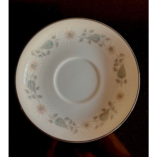 Mid-Century Modern 1960s New Noritake Wellesley Saucer Mid Century Modern - Real Platinum Rim For Sale - Image 3 of 5