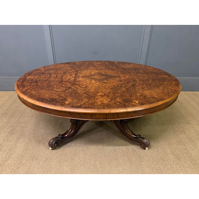 Large Victorian Burr Walnut Coffee Table, 1875 For Sale - Image 11 of 11