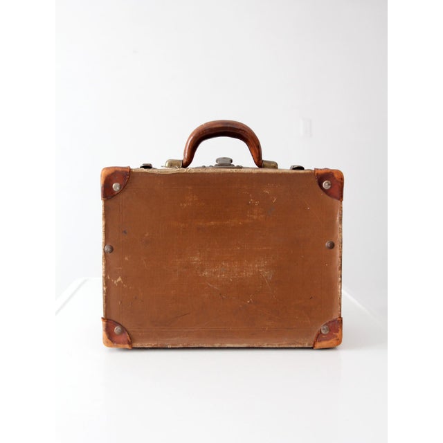 Mid 20th Century Vintage Miniature Leather Suitcase Travel Case For Sale - Image 5 of 15