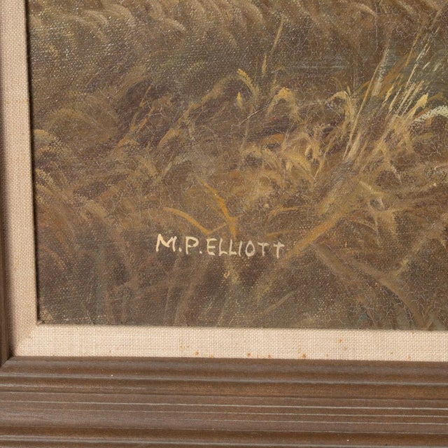 M.P. Elliot oil on canvas. Great detail, even on the tress in the background you can see branches. Great for a rustic or...