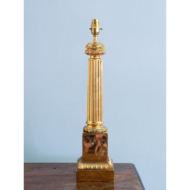 Tall Mid-Century French Brass Column Lamp For Sale - Image 9 of 11