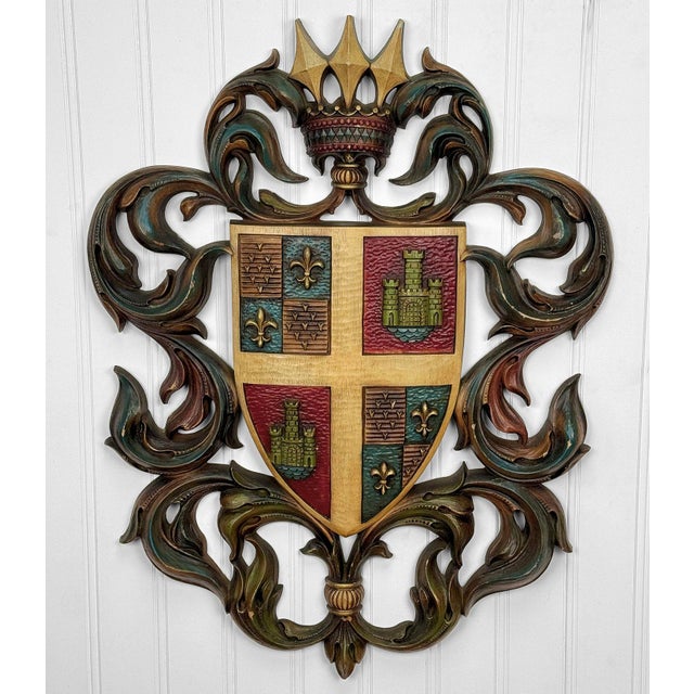 Gothic Vintage 38" Heraldry Coat of Arms Wall Art Hanging Sculpture For Sale - Image 3 of 14