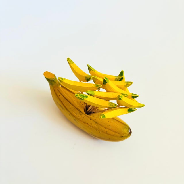 Wood Banana Toothpicks and Holder Set For Sale - Image 4 of 12